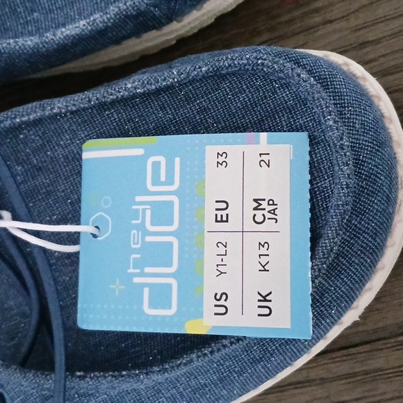 NWT Hey Dude Wendy Youth Sparkling Denim Size US Y1-L2 - Picture 3 of 5